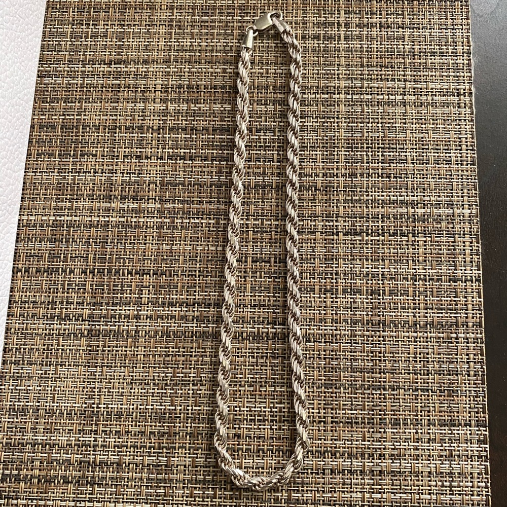 Sterling Silver Men's Rope Chain Necklace - Silver - Picture 2 of 16